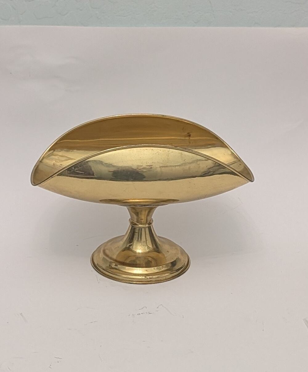 Brass Gondola Centerpiece Bowl 11.25"  Canoe Pedestal Dish, Made in England